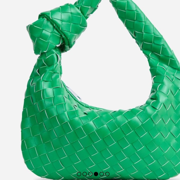 AITANA WOVEN KNOTTED DETAIL GRAB BAG IN GREEN FAUX LEATHER - Picture 4 of 7